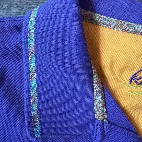 Robert Graham Mens Polo Shirt Short Sleeve Button Front Collared  Purple Sz 2XL - Picture 5 of 11